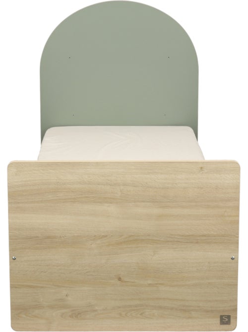 Lit junior 90x190 avec sommier et matelas - décor bois - tête de lit forme arche - SAUTHON - Kiabi