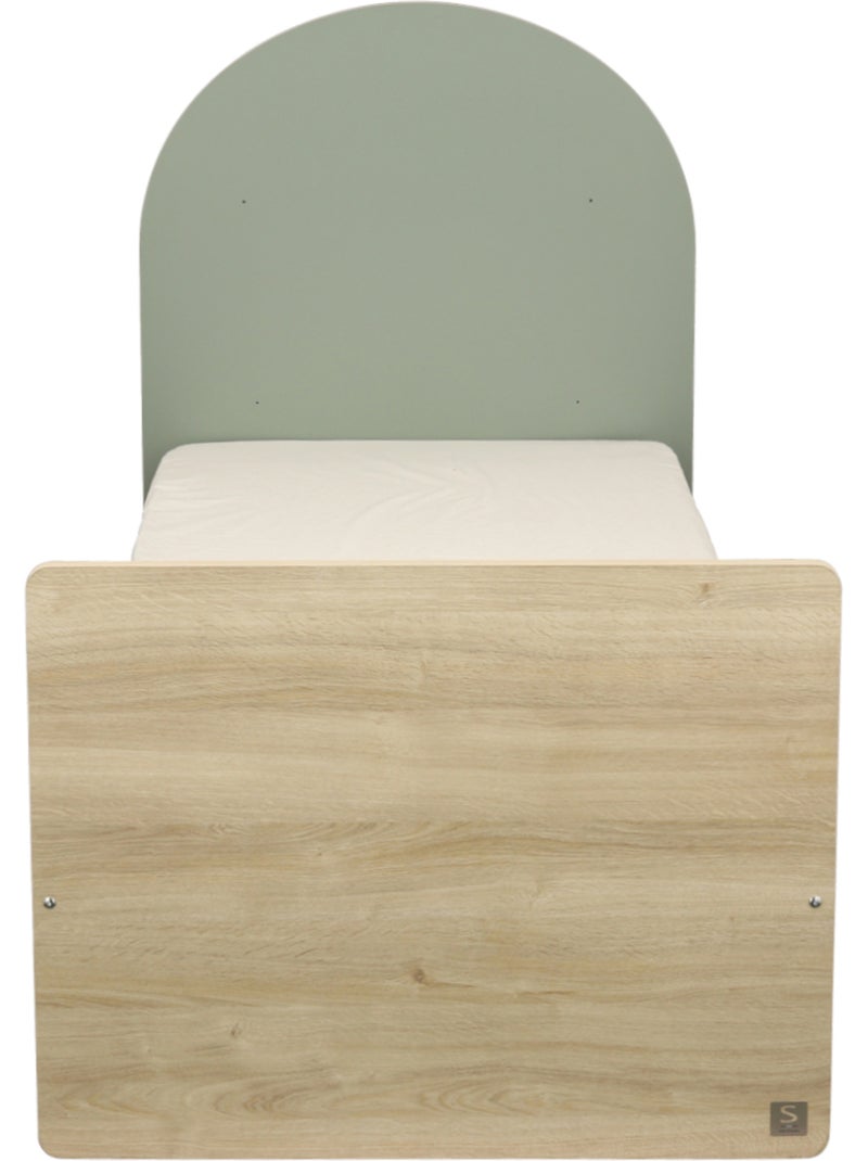 Lit junior 90x190 avec sommier et matelas - décor bois - tête de lit forme arche - SAUTHON Vert - Kiabi