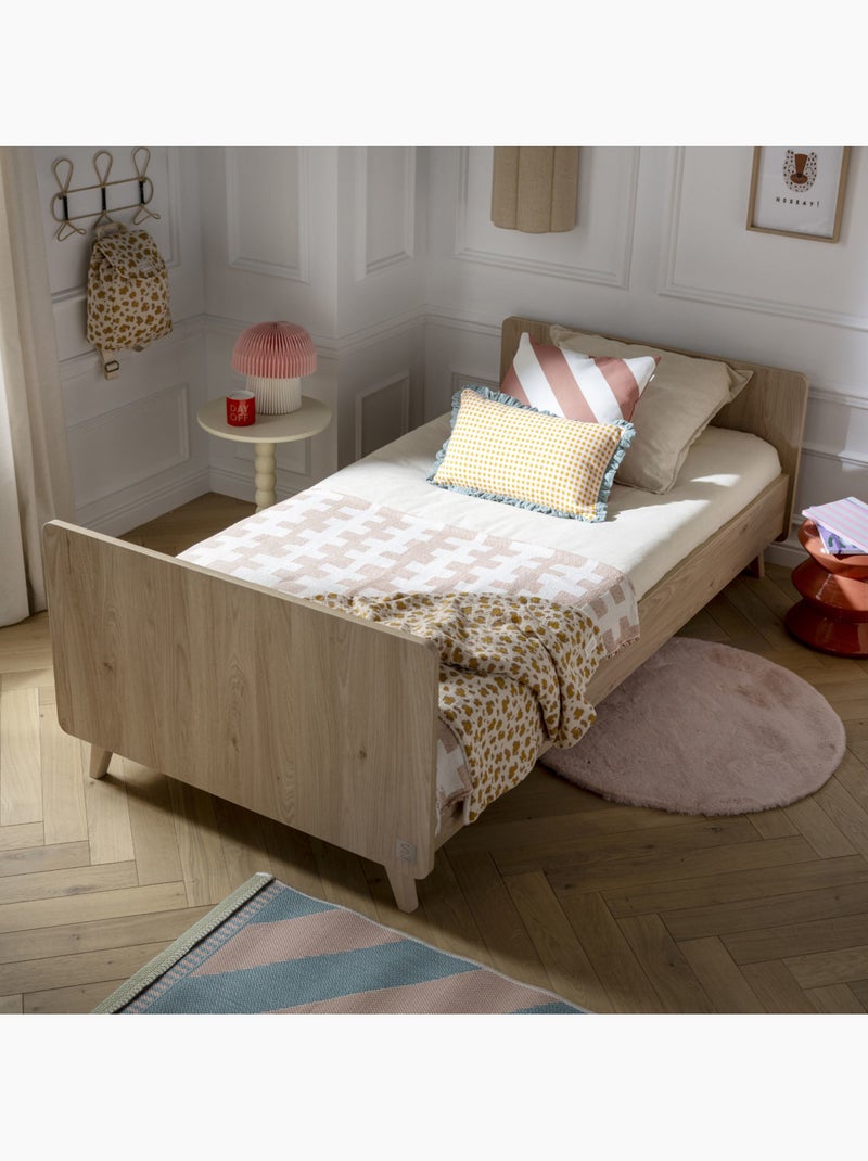 Lit junior 90x190 avec sommier et matelas - décor bois chêne suave - SAUTHON Marron - Kiabi