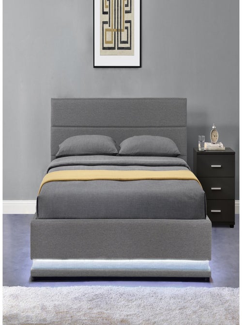 Lit LED avec coffre "Anastasia" - 160 x 200 - Gris foncé - Kiabi