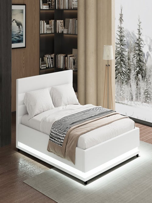 Lit LED avec coffre "Anastasia" - 160 x 200 cm - Blanc - Kiabi