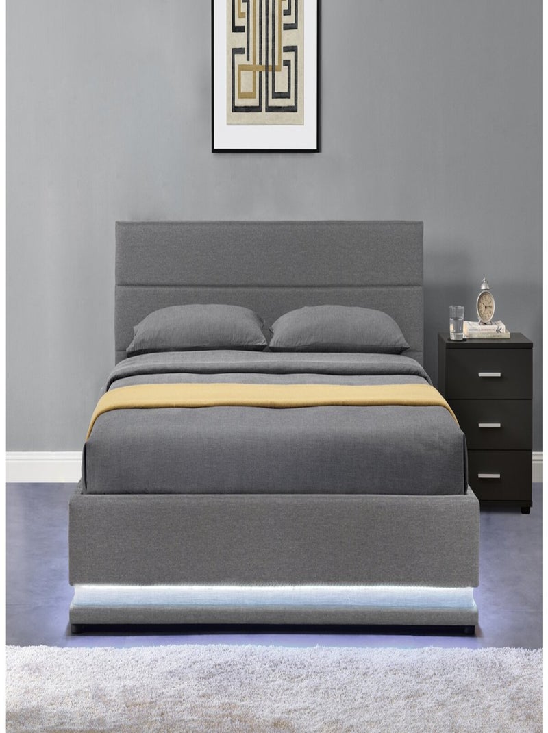 Lit LED avec coffre "Anastasia" - 180 x 200 - Gris foncé Gris foncé - Kiabi