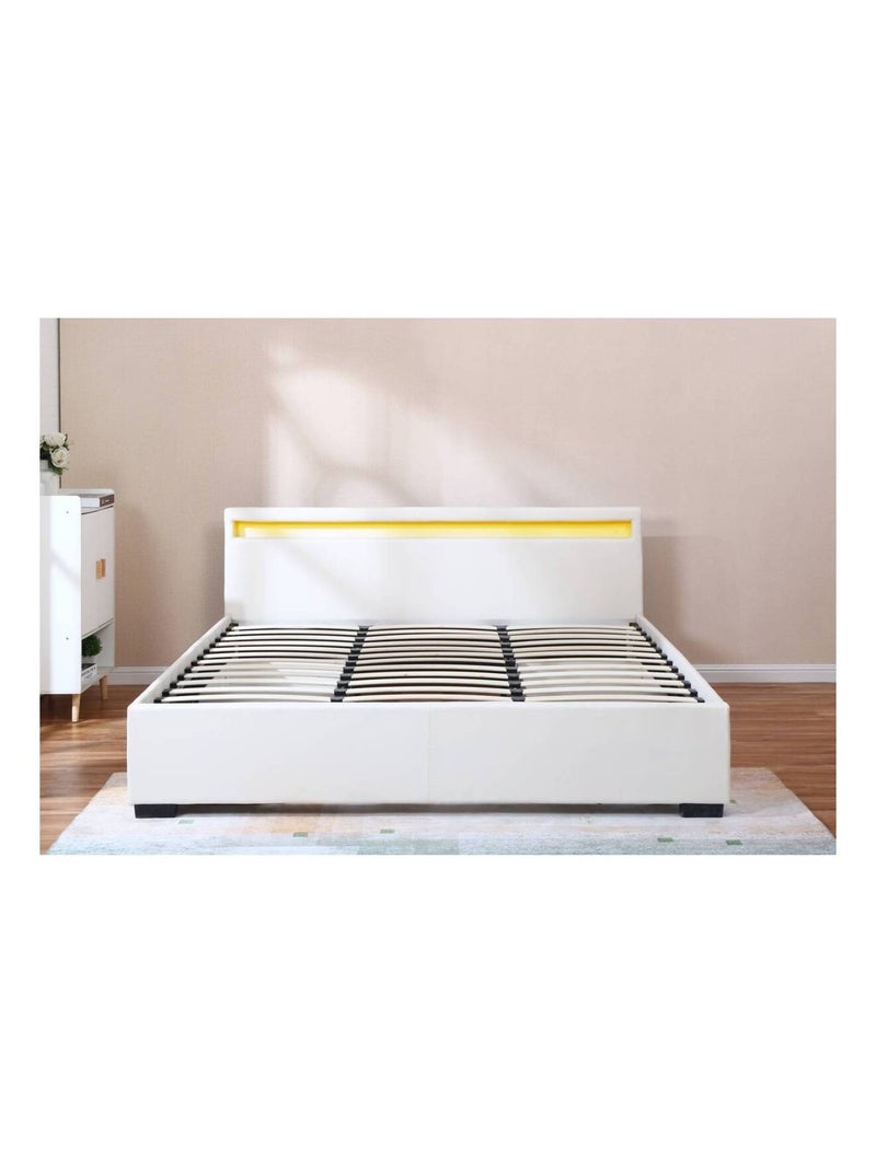 LIT LED double avec 4 tiroirs Blanc - Kiabi
