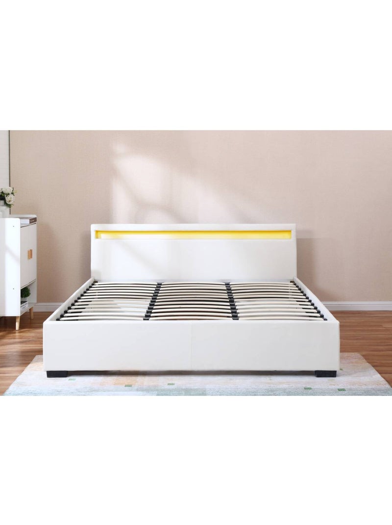 LIT LED double avec 4 tiroirs Blanc - Kiabi