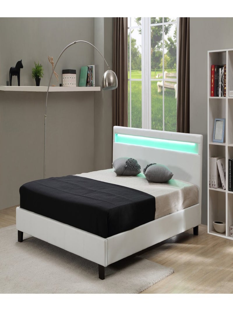 Lit LED "Maria" - 140 x 190 cm - Blanc Blanc - Kiabi