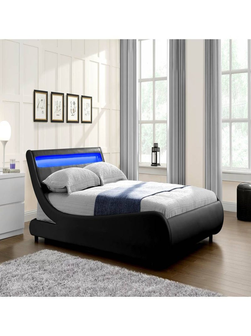 Lit LED "Natacha" - 160 x 200 cm - Noir Gris - Kiabi