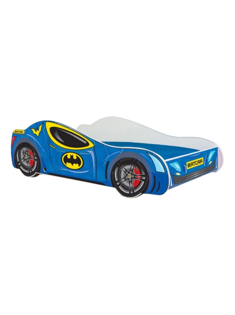 Lit + Matelas - Voiture de course Batcar Bleue 140 x 70 cm Bleu - Kiabi