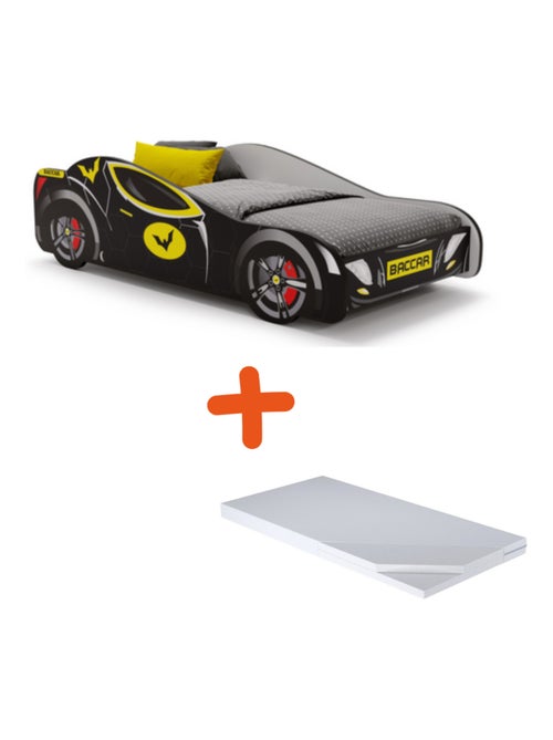 Lit + Matelas - Voiture de course Batcar Noire 140 x 70 cm - Kiabi