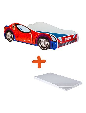 Lit + Matelas - Voiture de course Spidercar 140 x 70 cm