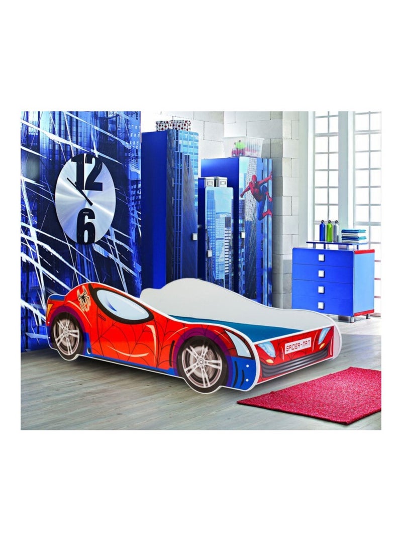 Lit + Matelas - Voiture de course Spidercar 140 x 70 cm Rouge - Kiabi