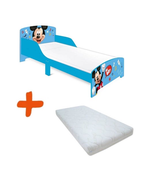 Lit + Matelas Mickey Disney Oh Boy et notes de musique 140x70 cm - Kiabi