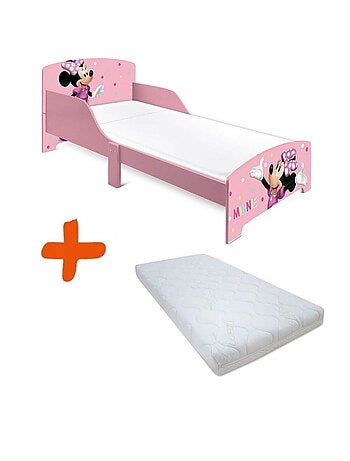 Lit + Matelas Minnie Disney Roses et Confettis 140x70 cm