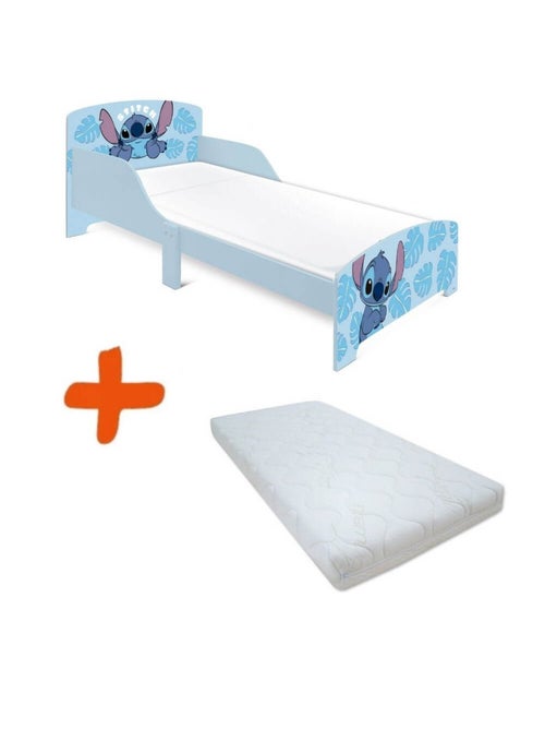 Lit + Matelas Stitch Disney feuilles tropicales 140x70 cm - Kiabi