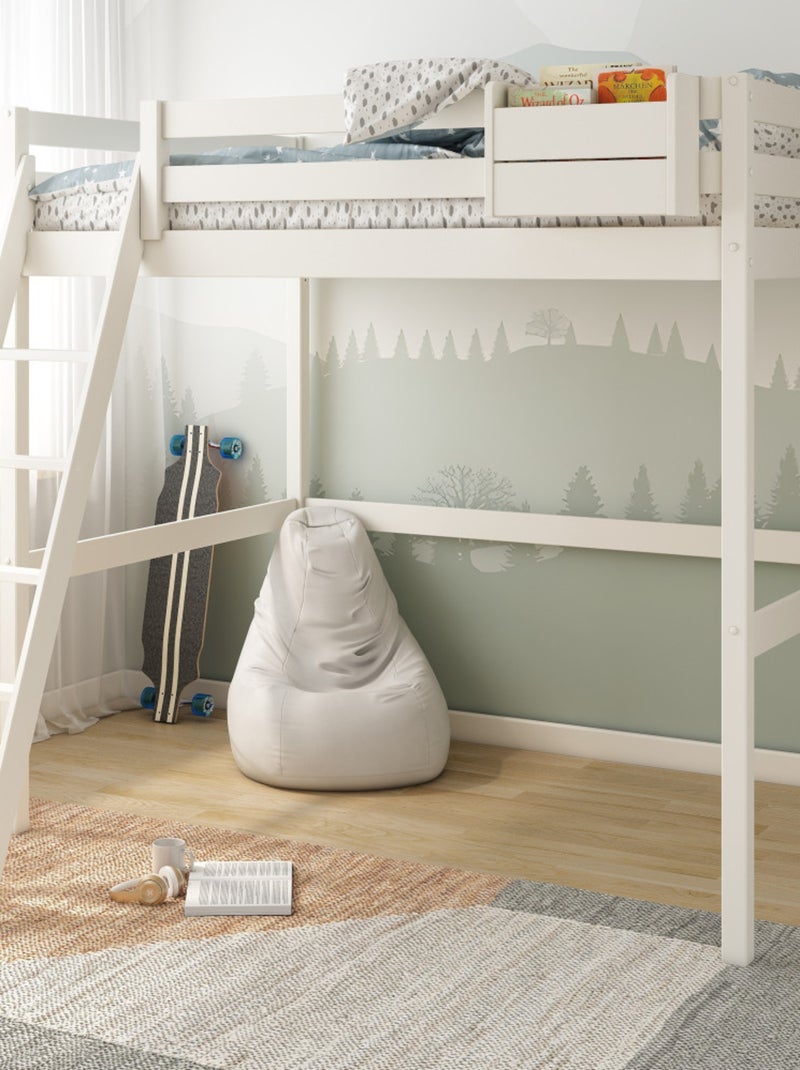 Lit mezzanine 2 places pin massif  ISIDORE Blanc - Kiabi