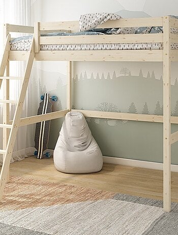 Lit mezzanine 2 places pin massif ISIDORE