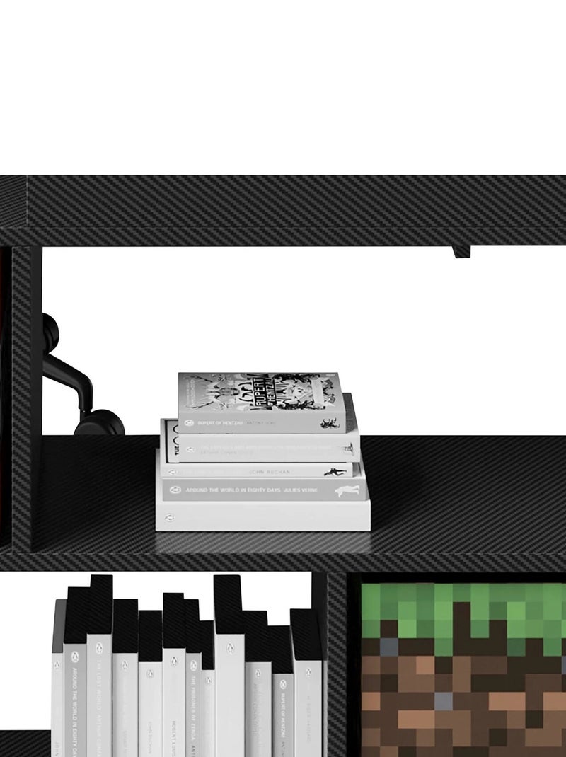 Lit mezzanine 90 x 200 avec bureau et éclairage LED 'Roba' - Minecraft Noir - Kiabi