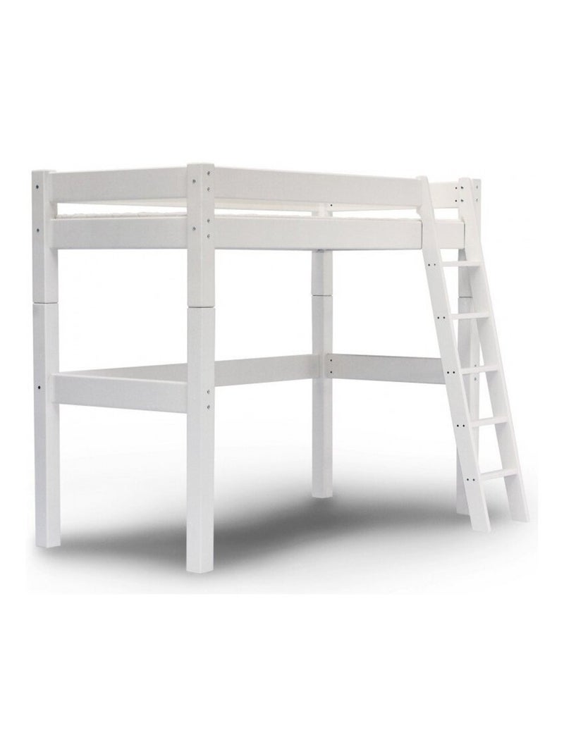 Lit mezzanine à échelle inclinée pin massif  LILJA Blanc - Kiabi