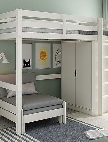 Lit mezzanine avec armoire et fauteuil convertible ARTHUR