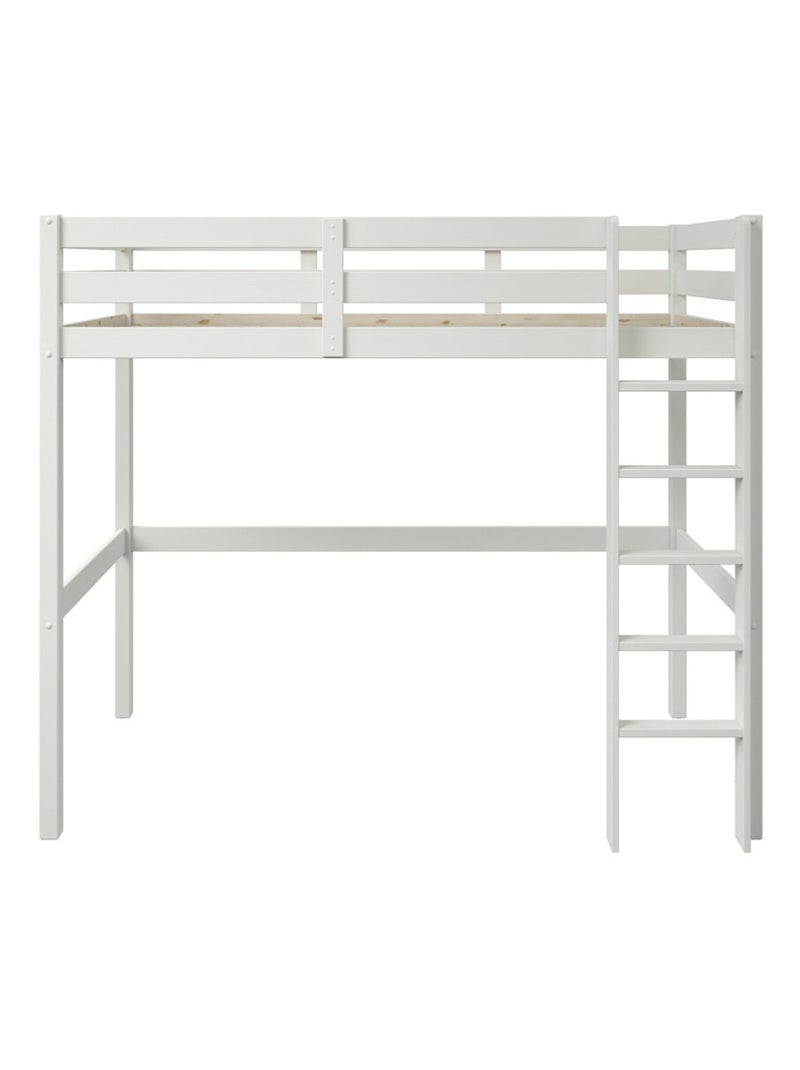 Lit mezzanine avec armoire et chauffeuse pin massif  ARTHUR Blanc - Kiabi