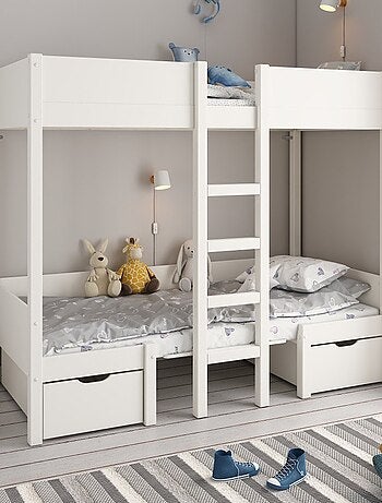 Lit mezzanine avec banquette lit d'appoint pin massif LEOPOLD