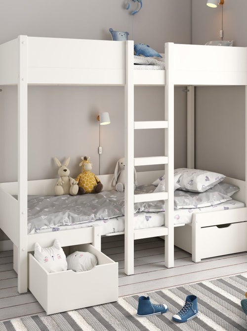 Lit mezzanine avec banquette lit d'appoint pin massif  LEOPOLD - Kiabi