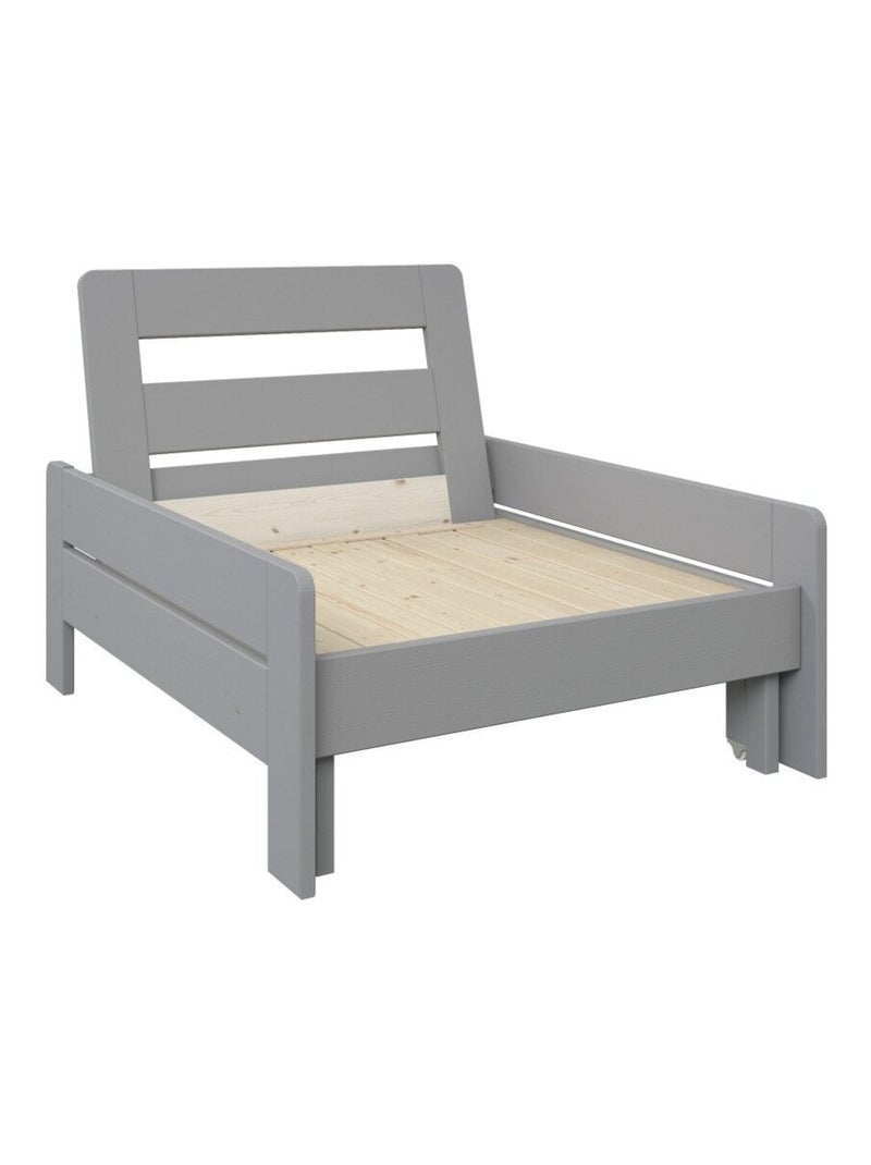 Lit mezzanine avec bureau et chauffeuse pin massif   BASILE Gris - Kiabi