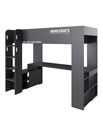 Lit mezzanine avec bureau et éclairage LED 'Roba' - Minecraft