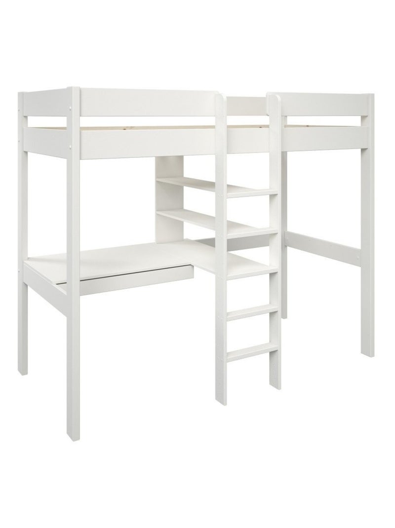 Lit mezzanine avec bureau pin massif  BASILE Blanc - Kiabi