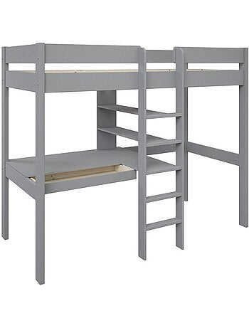 Lit mezzanine avec bureau pin massif BASILE