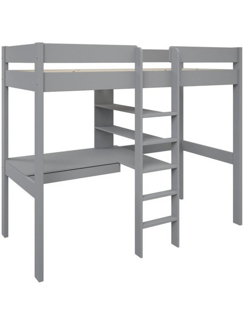 Lit mezzanine avec bureau pin massif   BASILE - Kiabi