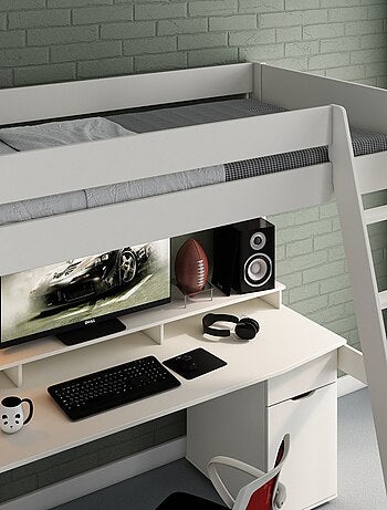 Lit mezzanine avec bureau pin massif EDOUARD