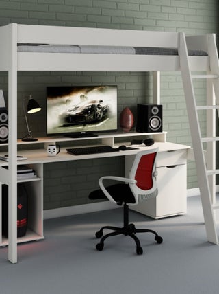 Lit mezzanine avec bureau pin massif  EDOUARD