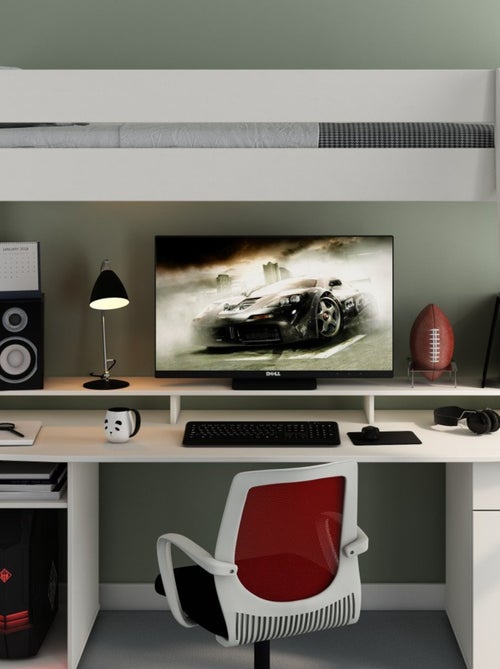 Lit mezzanine avec bureau pin massif  EDOUARD - Kiabi