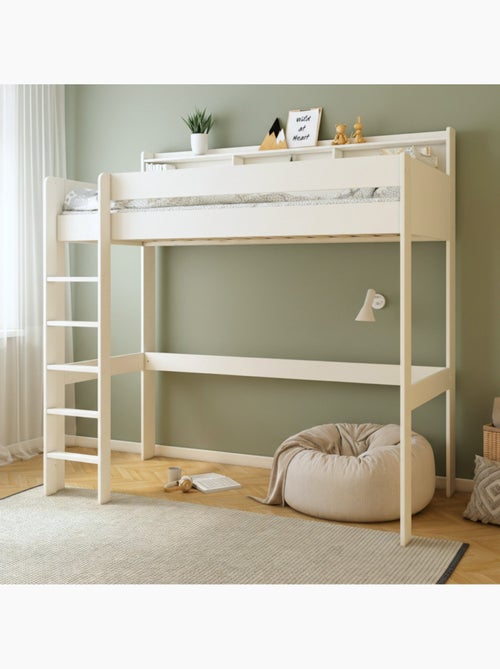 Lit mezzanine avec étagères en bois massif EDOUARD - Kiabi