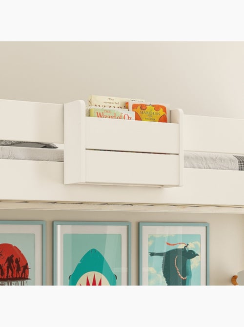 Lit mezzanine avec étagères en bois massif EDOUARD - Kiabi