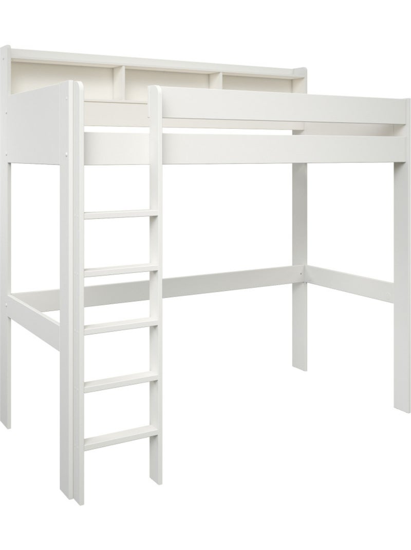Lit mezzanine avec étagères en bois massif EDOUARD Blanc - Kiabi