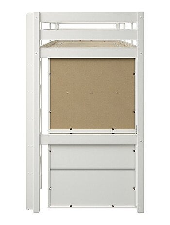 Lit mezzanine avec rangements et chauffeuse pin massif ARTHUR