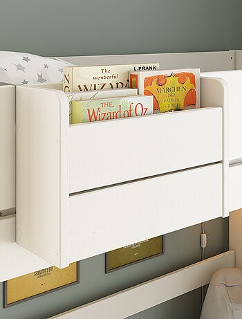 Lit mezzanine avec rangements et chauffeuse pin massif COLETTE