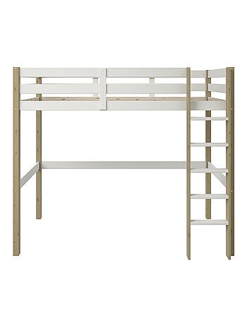 Lit mezzanine avec rangements et chauffeuse pin massif ARTHUR