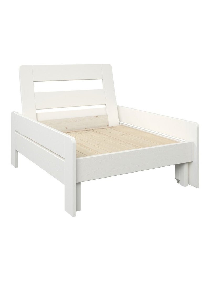 Lit mezzanine avec rangements et fauteuil convertible ARTHUR Blanc/Bois - Kiabi