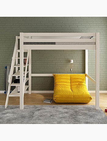 Lit mezzanine deux places en bois massif ARTHUR