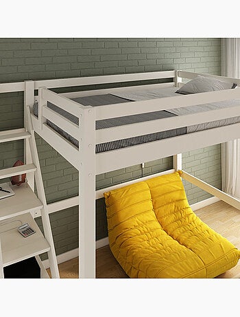 Lit mezzanine deux places en bois massif ARTHUR