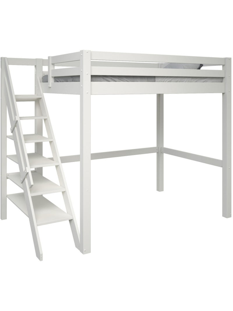 Lit mezzanine deux places en bois massif ARTHUR Blanc - Kiabi