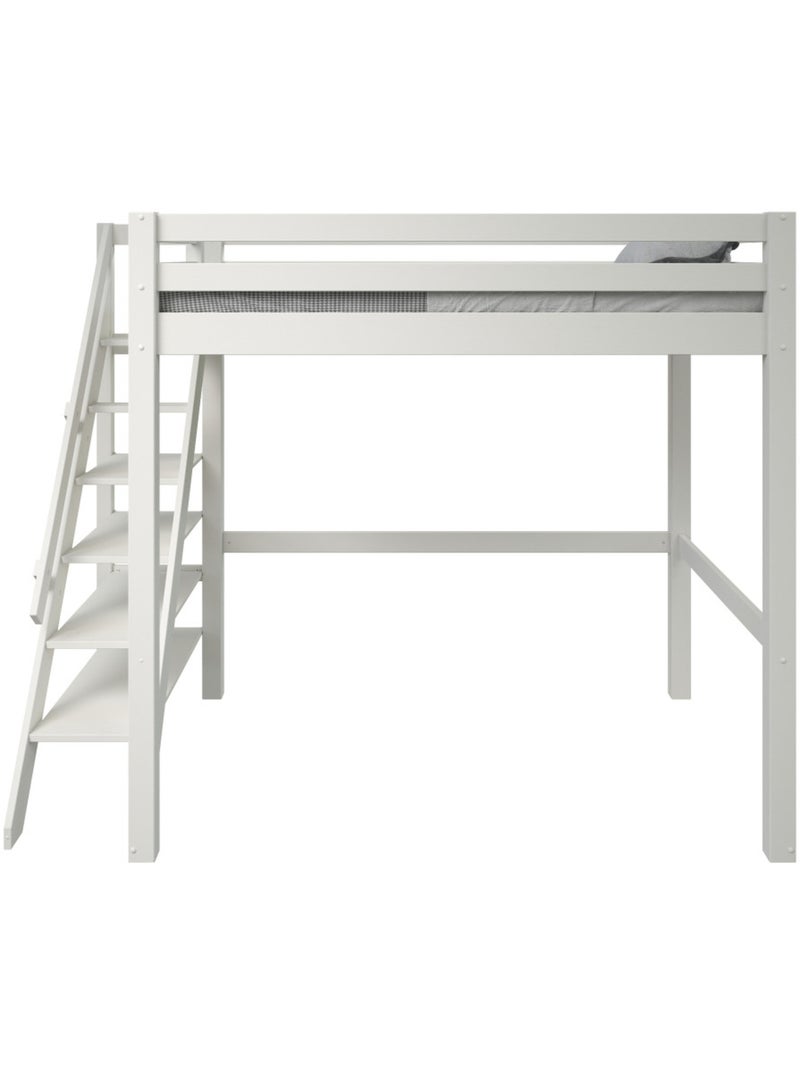 Lit mezzanine deux places en bois massif ARTHUR Blanc - Kiabi