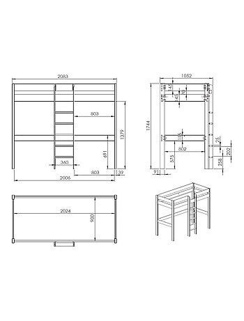 Lit mezzanine, échelle centrale