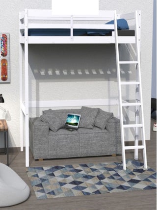 Lit mezzanine en bois massif