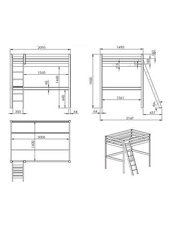Lit mezzanine en bois massif