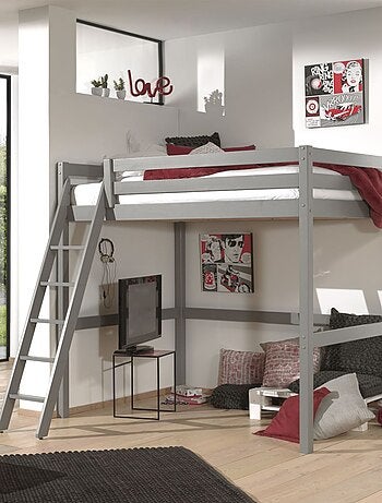 Lit mezzanine en bois massif