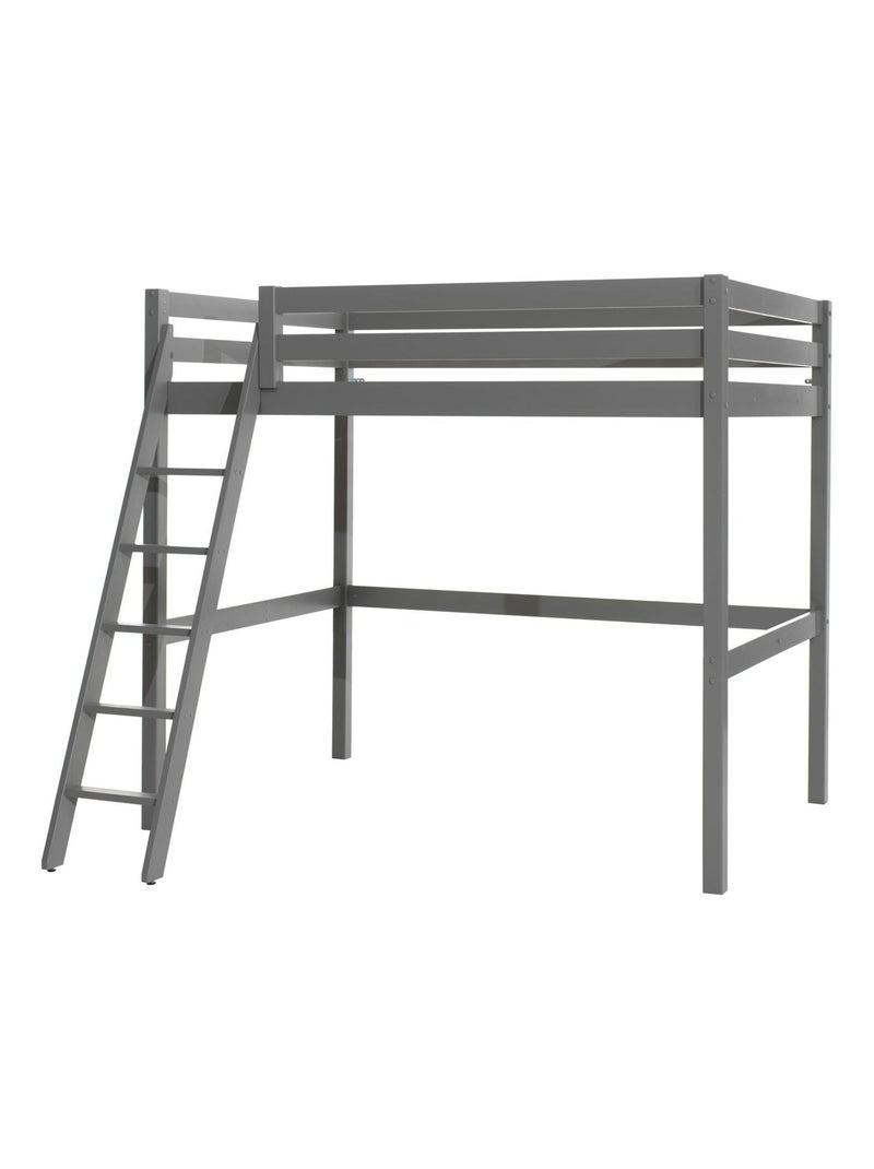Lit mezzanine en bois massif Gris - Kiabi