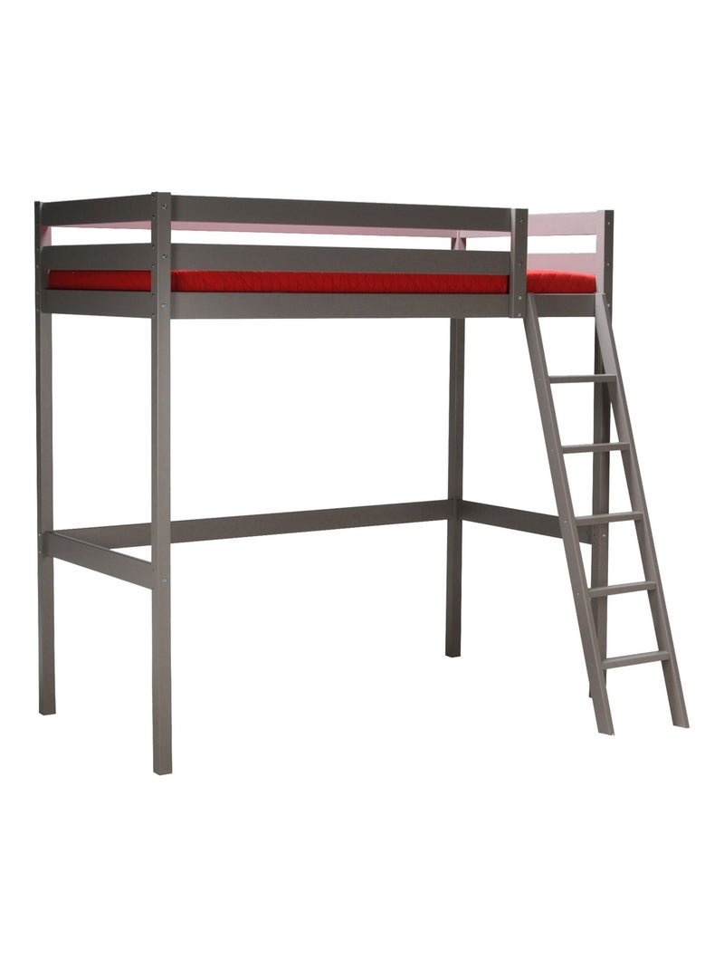 Lit mezzanine en bois massif Gris - Kiabi